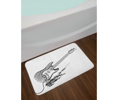 Rock Music Sketch Art Bath Mat