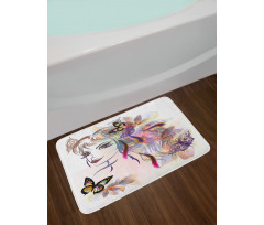 Butterflies with Girl Bath Mat