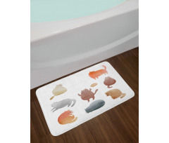 Watercolor Kitties Pet Bath Mat