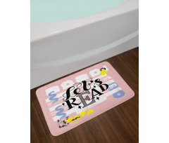 Lets Read Phrase Pastel Bath Mat