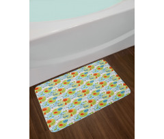 Whimsical Doodle Swirls Bath Mat