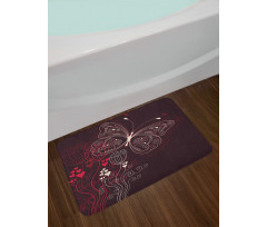 Floral Heart Pattern Bath Mat