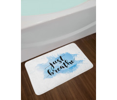 Phrase on Blue Bath Mat