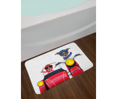 Funny Canine on Bike Bath Mat