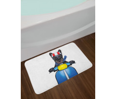 Bulldog on a Scooter Bath Mat