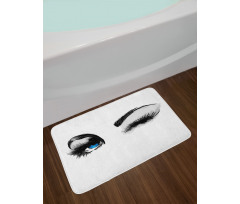 Flirty Young Woman Wink Bath Mat