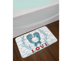 Whales in Love Design Bath Mat