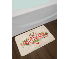 Floral Merry Xmas Bath Mat