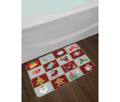 Xmas Tree Reindeers Bath Mat