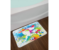 Football Players Colorful Bath Mat