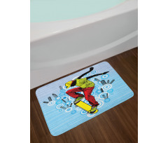 Teenager on Skateboard Bath Mat