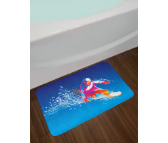 Colorful Snowboarding Man Bath Mat