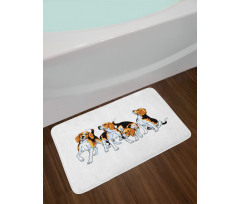 4 Beagle Hounds Play Bath Mat