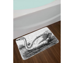 Hand Drawn Swan Design Bath Mat