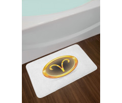 Yellow Round Sign Bath Mat