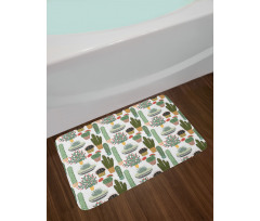 Succulents Flower Pots Bath Mat