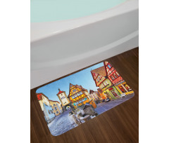 Colorful Street Houses Bath Mat