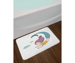 Happy Girl with Fish Bath Mat