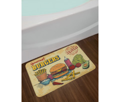 Burger Ingredients Bath Mat