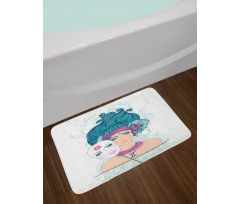 Young Lady Mask Bath Mat