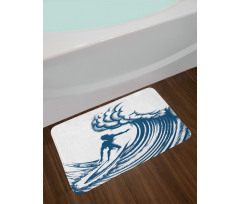 Riding a Big Wave Art Bath Mat