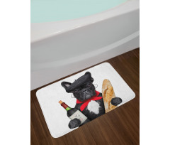 French Dog Red Wine Bath Mat