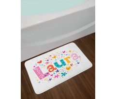 Vintage Doodle Flowers Bath Mat