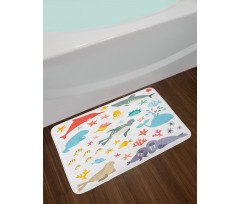 Colorful Ocean Animals Bath Mat