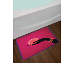 Woman Hand Silhouette Bath Mat