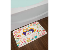 Colorful Bird and Flowers Bath Mat