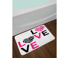 Zebra Stripes Hearts Bath Mat