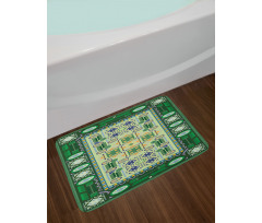 Oriental Shapes Pattern Bath Mat