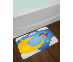 Cartoon Girl Flying Bath Mat