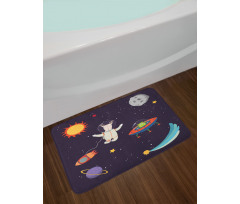 Astronaut Deer in Space Bath Mat