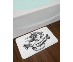 Long Haired Siren Design Bath Mat
