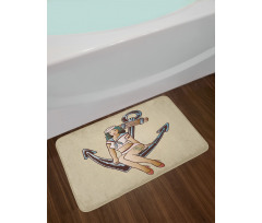 Sailor Pinup Girl Motif Bath Mat