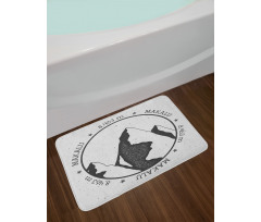 Greyscale Mountain Design Bath Mat