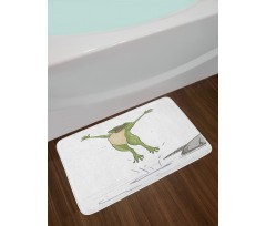 Happy Jumping Toad Humor Bath Mat