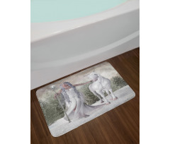Elf Holdng Mace and Horse Bath Mat