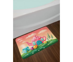 Polka Dotted Tea Pot Bath Mat