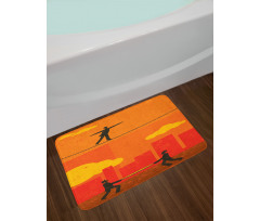 Men Walk Tightrope Net Bath Mat