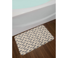 Sketch Buds and Flowers Bath Mat