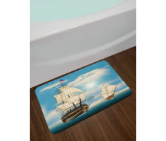 Antique Ships Navy Bath Mat