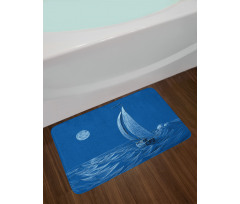 Ship on Ocean Moon Bath Mat