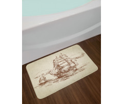 Old Ship Sketch Bath Mat