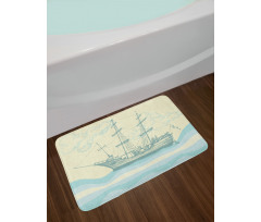 Ship Waves Clouds Bath Mat