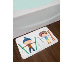 Boy and Girl Skis Bath Mat