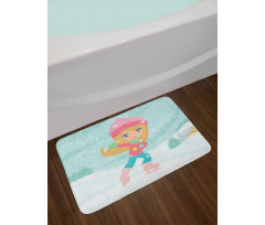 Little Girl Skating Bath Mat