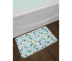 Skiing Raccoon Bath Mat