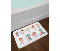 Hockey Player Skating Bath Mat